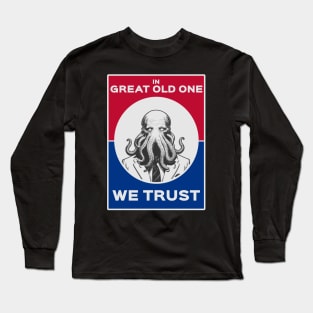 Cthulhu For President USA 2024 Election Red Blue - In Great Old One We Trust Long Sleeve T-Shirt